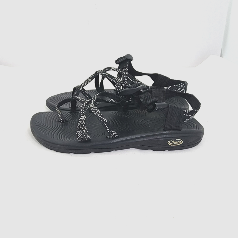 Altered/Cut Strap Chaco Z2 Cloud Women 11 Strappy Toe Loop Sport Sandals Black